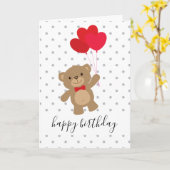 テディベアハートバロパーソナライズされたンカスタムベビー カード (黄色い花)