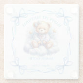 テディベアバカラフルルーンベアリー第1誕生日 ガラスコースター (裏面)