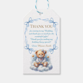 テディベアバカラフルルーンベアリー第1誕生日 ギフトタグ