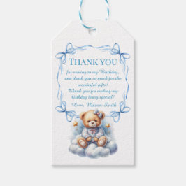 テディベアバカラフルルーンベアリー第1誕生日 ギフトタグ