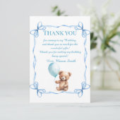 テディベアバカラフルルーンベアリー第1誕生日 サンキューカード (スタンド正面)