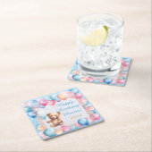 テディベアバカラフルルーンベアリー第1誕生日 スクエアペーパーコースター (インサイチュ)