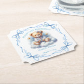 テディベアバカラフルルーンベアリー第1誕生日 ペーパーコースター (アングル)