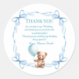 テディベアバカラフルルーンベアリー第1誕生日 ラウンドシール