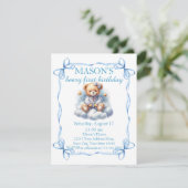 テディベアバカラフルルーンベアリー第1誕生日 招待状 (スタンド正面)