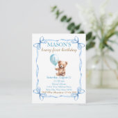 テディベアバカラフルルーンベアリー第1誕生日 招待状 (スタンド正面)