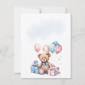 テディベアバカラフルルーンベアリー第1誕生日 招待状 (裏面)
