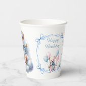 テディベアバカラフルルーンベアリー第1誕生日 紙コップ (裏面)