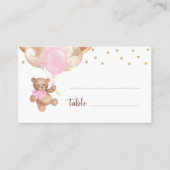 テディベアバラ金ゴールドバルーン赤ちゃんシャワー プレイスカード (正面)