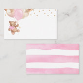 テディベアバラ金ゴールドバルーン赤ちゃんシャワー プレイスカード (正面/裏面)