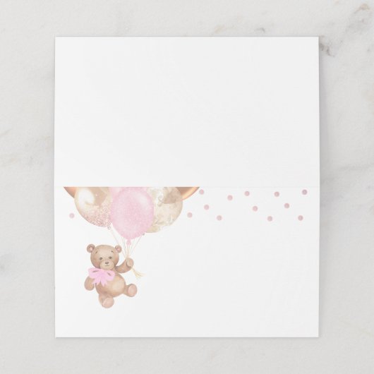 テディベアバラ金ゴールドバルーン赤ちゃんシャワー プレイスカード (外部開封)