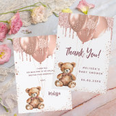 テディベアバラ金ゴールドベビーシャワーサンキューカード 招待状