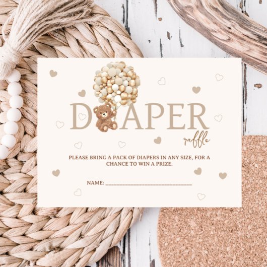 テディベアバルーンおむつラッフルベビーシャワー エンクロージャーカード