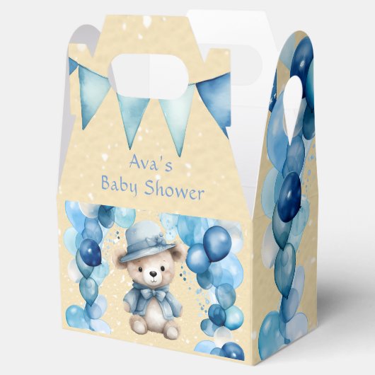 テディベアバルーンアーチボーイベビーシャワー フェイバーボックス (オープン)