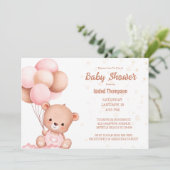 テディベアバルーンガールズベビーシャワー 招待状 (スタンド正面)