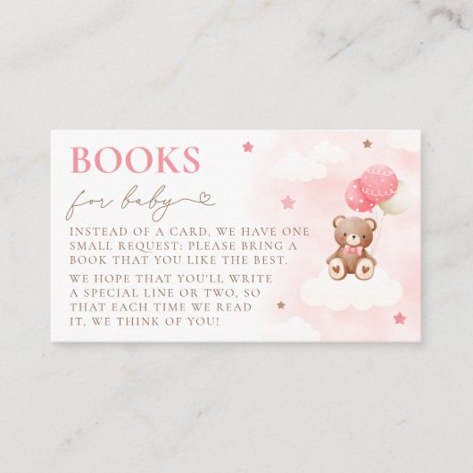 テディベアバルーンガールブックベビーカード エンクロージャーカード (正面)