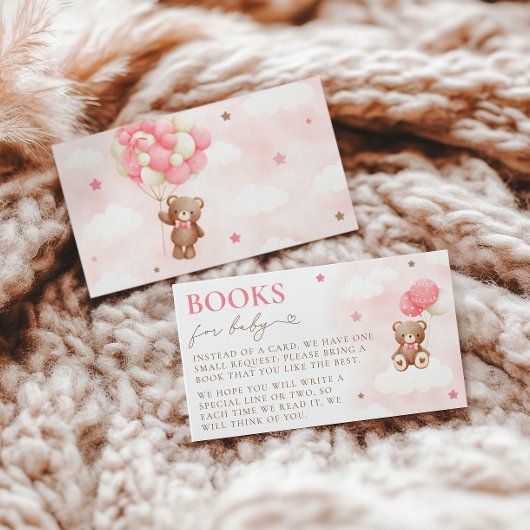 テディベアバルーンガールブックベビーカード エンクロージャーカード