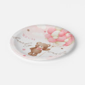 テディベアバルーンガールベビーシャワー紙プレート ペーパープレート (アングル)