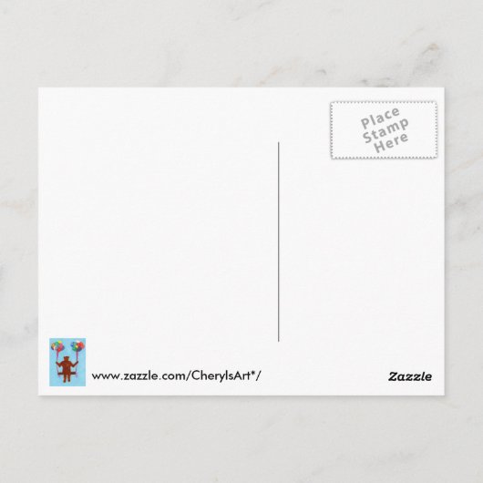 テディベアバルーンスイングハッピーバースデーはがき ポストカード (裏面)