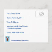 テディベアバルーンスイング誕生日招待状はがき インビテーションポストカード (裏面)