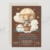 テディベアバルーンテーマベビーシャワー招待状 招待状 (正面/裏面)