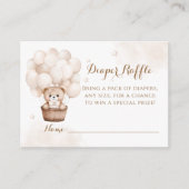 テディベアバルーンニュートラルベビーシャワーオムツ エンクロージャーカード (正面)