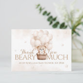 テディベアバルーンニュートラルベビーシャワー サンキューカード (スタンド正面)
