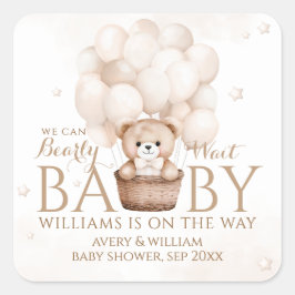 テディベアバルーンニュートラルベビーシャワー スクエアシール