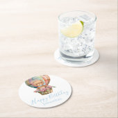 テディベアバルーンハッピーバースデー ラウンドペーパーコースター (インサイチュ)