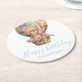 テディベアバルーンハッピーバースデー ラウンドペーパーコースター (アングル)