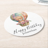 テディベアバルーンハッピーバースデー ラウンドペーパーコースター (アングル)