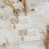 テディベアバルーンハートベビーシャワーおむつチケット エンクロージャーカード