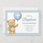 テディベアバルーンバプテスマ招待状 招待状 (正面)