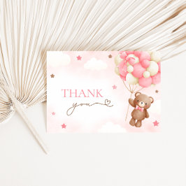 テディベアバルーンピンクサンキューカード サンキューカード