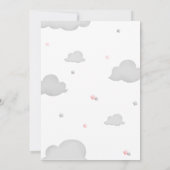 テディベアバルーンピンク真珠待機赤ちゃんシャワー 招待状 (裏面)