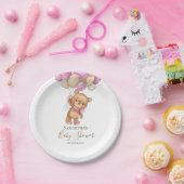 テディベアバルーンピンク紙プレート ペーパープレート (パーティー)