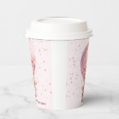 テディベアバルーンピンク誕生日紙カップ 紙コップ (左)