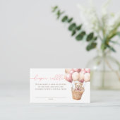 テディベアバルーンピンク赤ちゃんシャワーおむつラッフル エンクロージャーカード (スタンド正面)