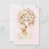 テディベアバルーンピンク金ゴールドタン サンキューカード (裏面)