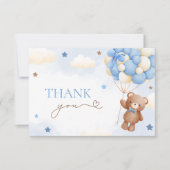 テディベアバルーンブルーサンキューカード サンキューカード (正面)