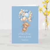 テディベアバルーンブルー発表 カード (黄色い花)