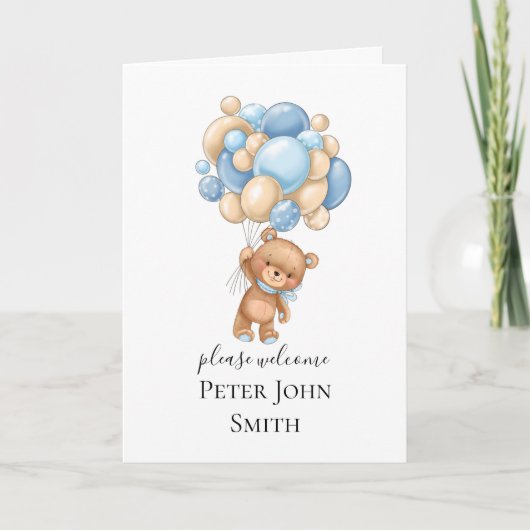 テディベアバルーンブルー発表 カード (正面)