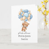 テディベアバルーンブルー発表 カード (黄色い花)
