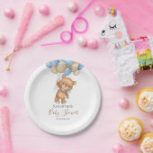 テディベアバルーンブルー紙プレート ペーパープレート (パーティー)