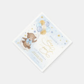 テディベアバルーンブルー金ゴールドスターバースデーパーティー スタンダードカクテルナプキン (角)