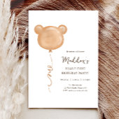 テディベアバルーンベアリー最初の誕生日パーティー 招待状