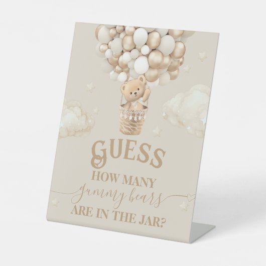 テディベアバルーンベイビーシャワー推測ゲーム 台座サイン (正面)