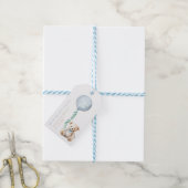 テディベアバルーンベビーシャワーありがとうラベル ギフトタグ (より糸付き)