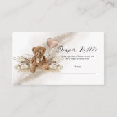 テディベアバルーンベビーシャワーおむつラッフル エンクロージャーカード (正面)