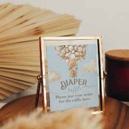 テディベアバルーンベビーシャワーおむつラッフル ポスター